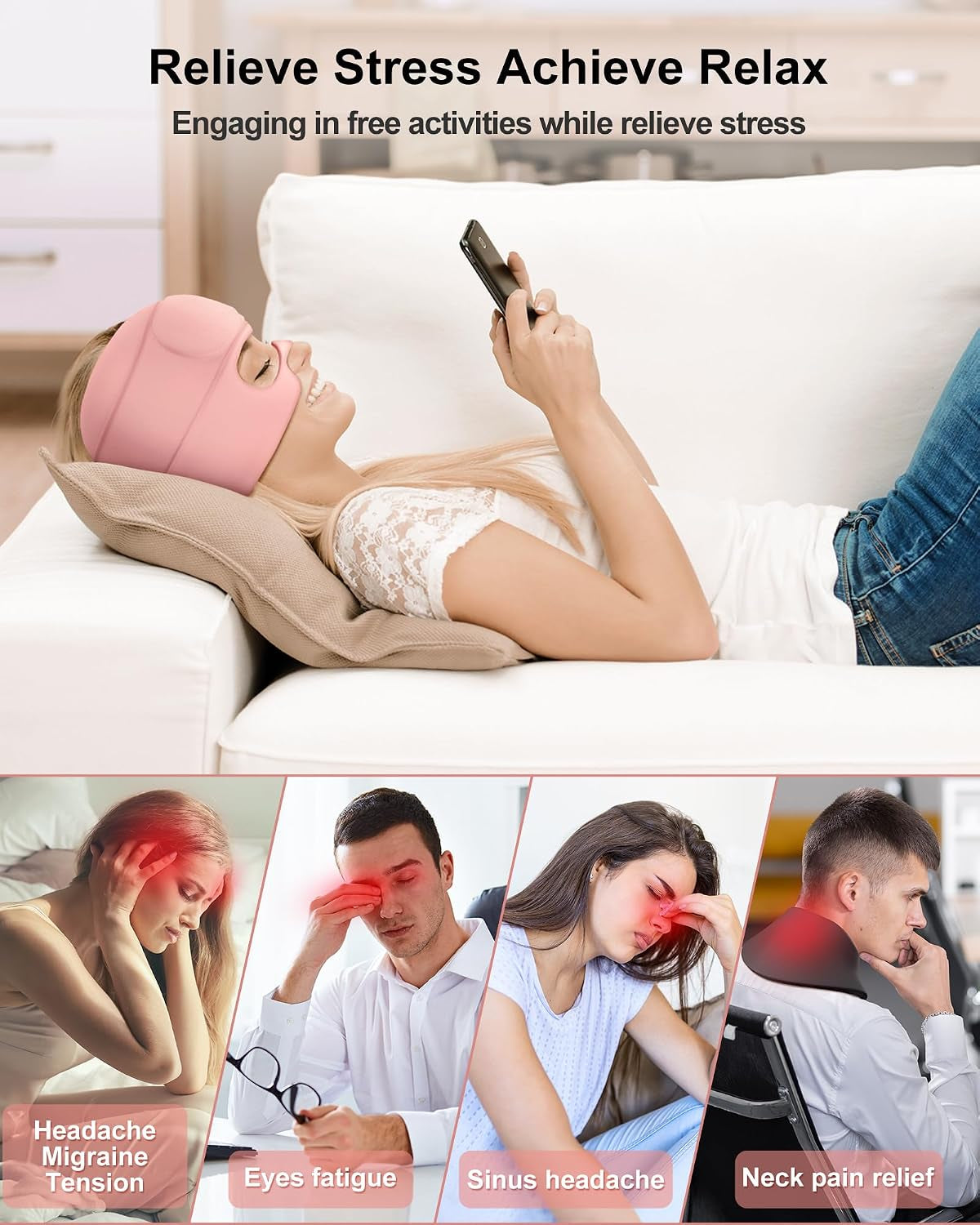 Migraine Relief Cap,2 in 1 Detachable Gel Eye Mask for Hot & Cold Therapy Headache Mask with Eye Holes Ice Pack for Birthday Gifts for Women